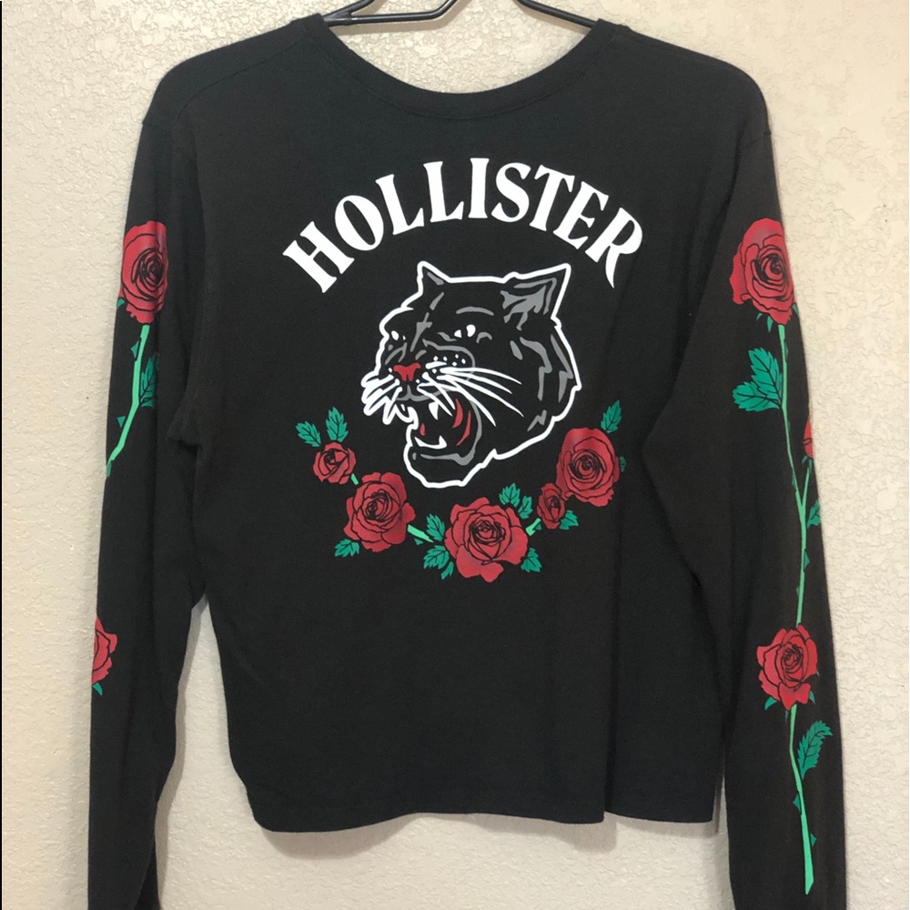 Black Hollister long Graphic Tee